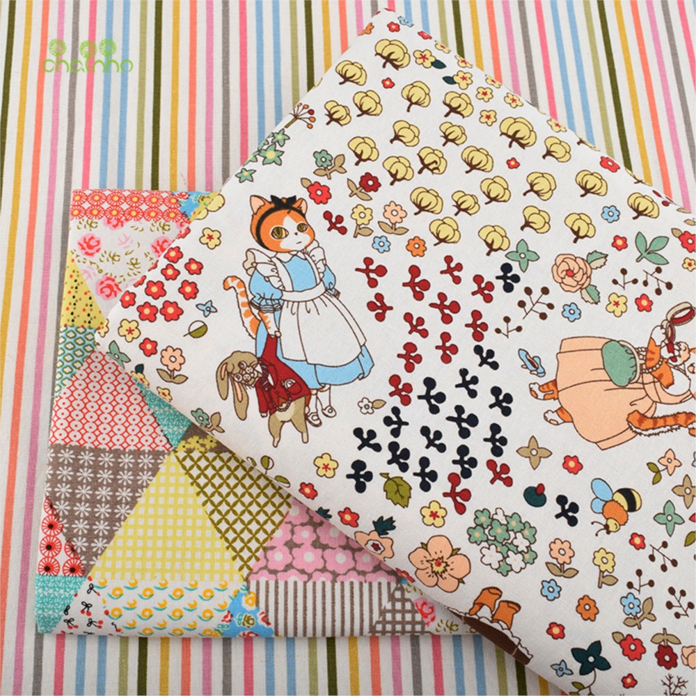 Sewing Geotextile Fabric - Chainho, bedruckter Baumwoll-Leinen-Stoff, DIY-Quilt-Nähmaterial, Stoff für