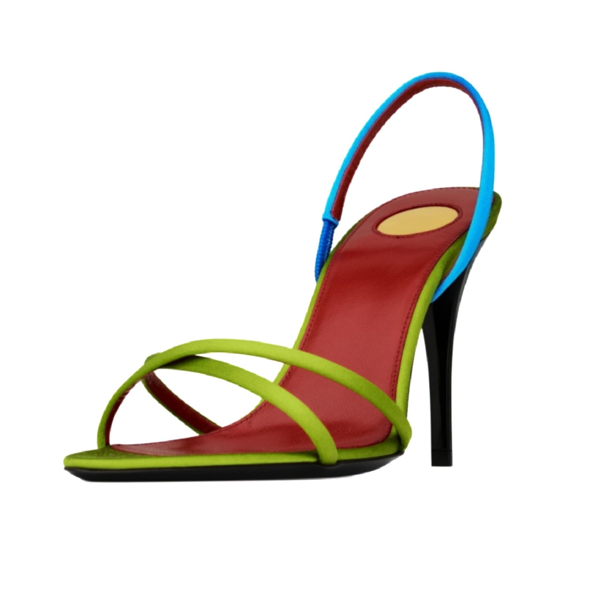 Sewing Nylon - Damen-Sandalen mit Farbblock-Design aus Satin, überkreuzten