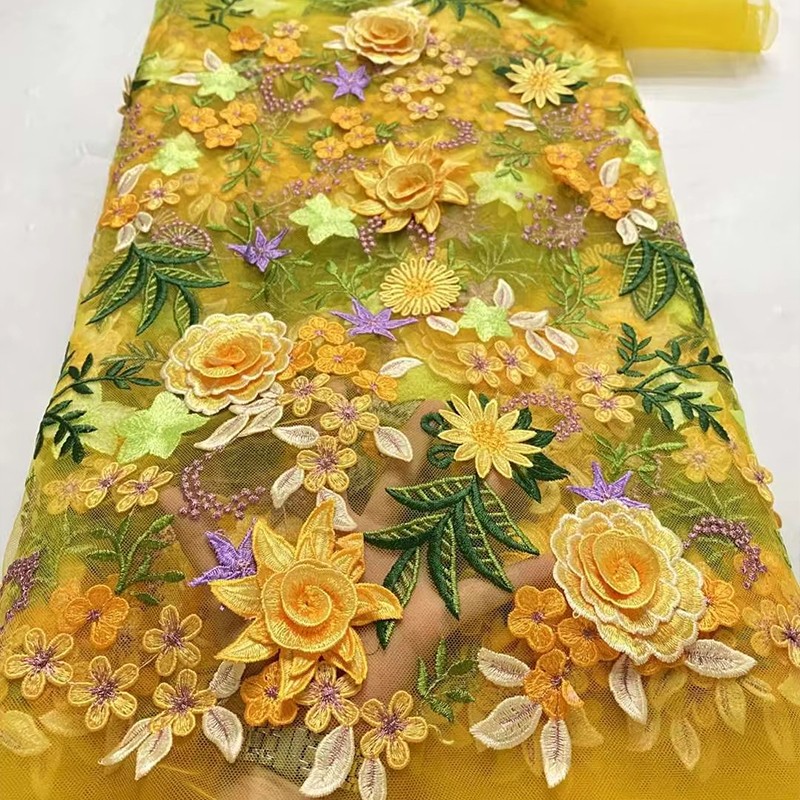 Sewing And Textile - 90x130cm 3D Blumenbestickter Tüll-Spitzenstoff DIY Kleid