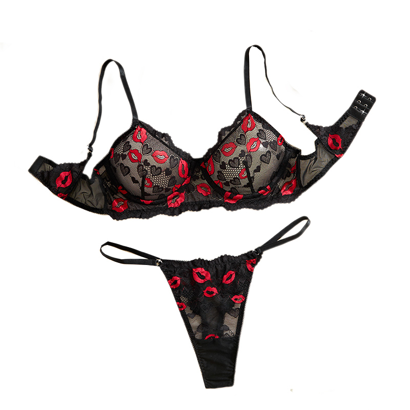 Sewing Nylon - Transparente Spitzenunterwäsche Sexy Lingerie-Set Damen Verführerisches