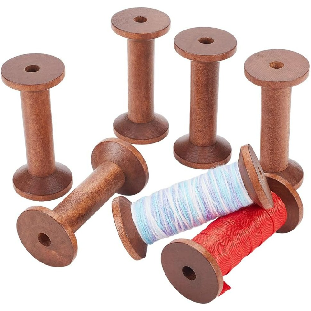 Thread Bobbins Empty - Holzspulen, 6 Stück, leere Holzfadenspulen, Nähspulen,