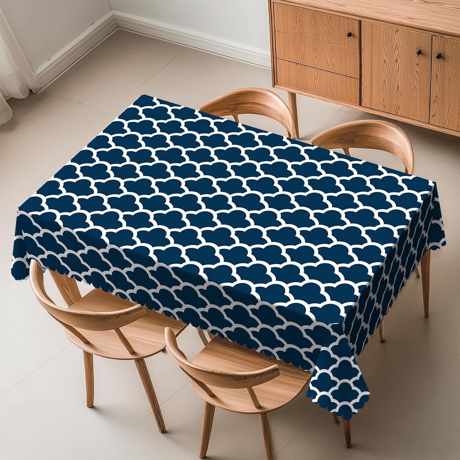 Century Textile & Sewing Supply By Owner - Blaue Tischdecke, marineblaues, nahtloses Wolkenmuster, rechteckig,
