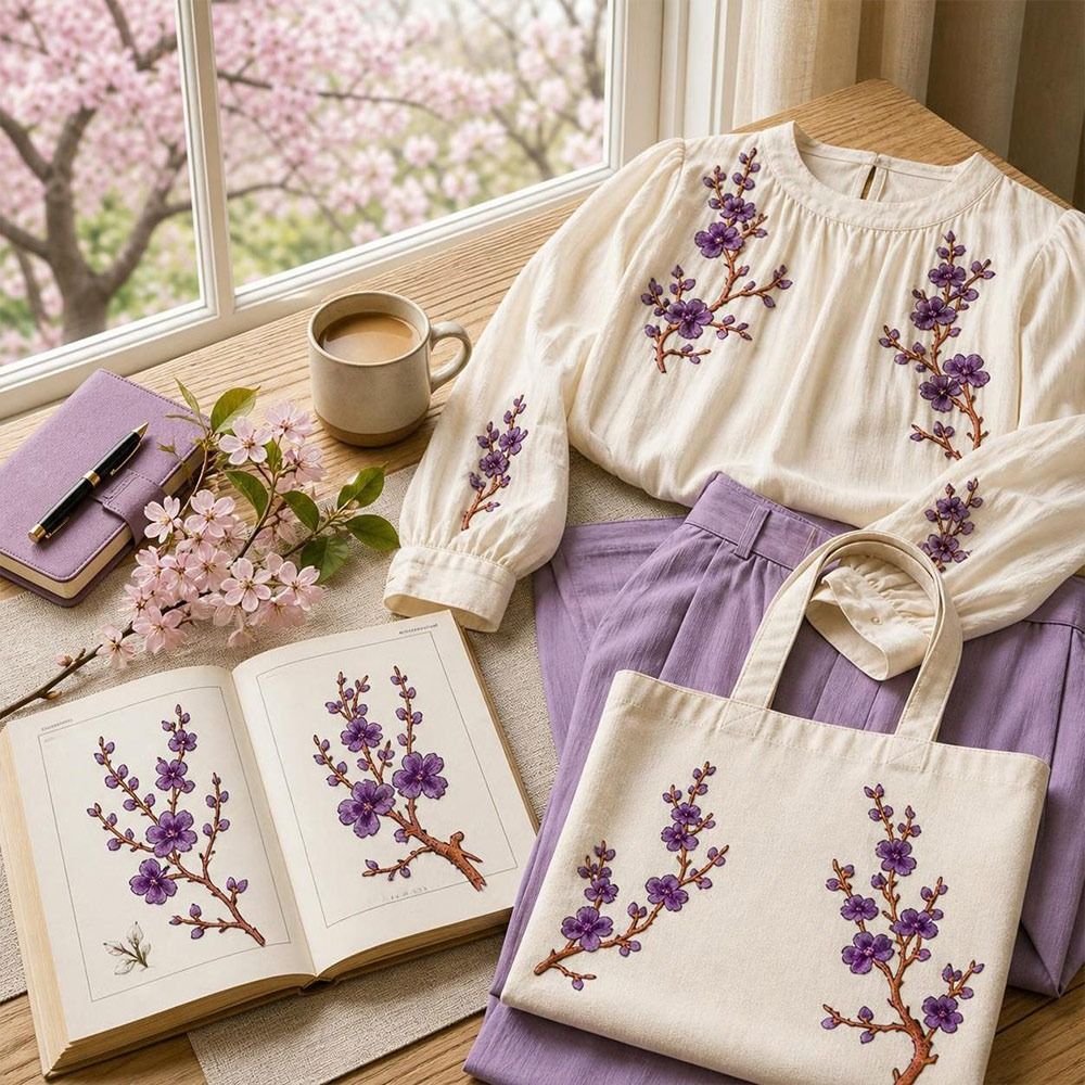 Sewing And Textile - DIY Kirschblüten-Aufnäher zum Aufbügeln und Aufnähen,